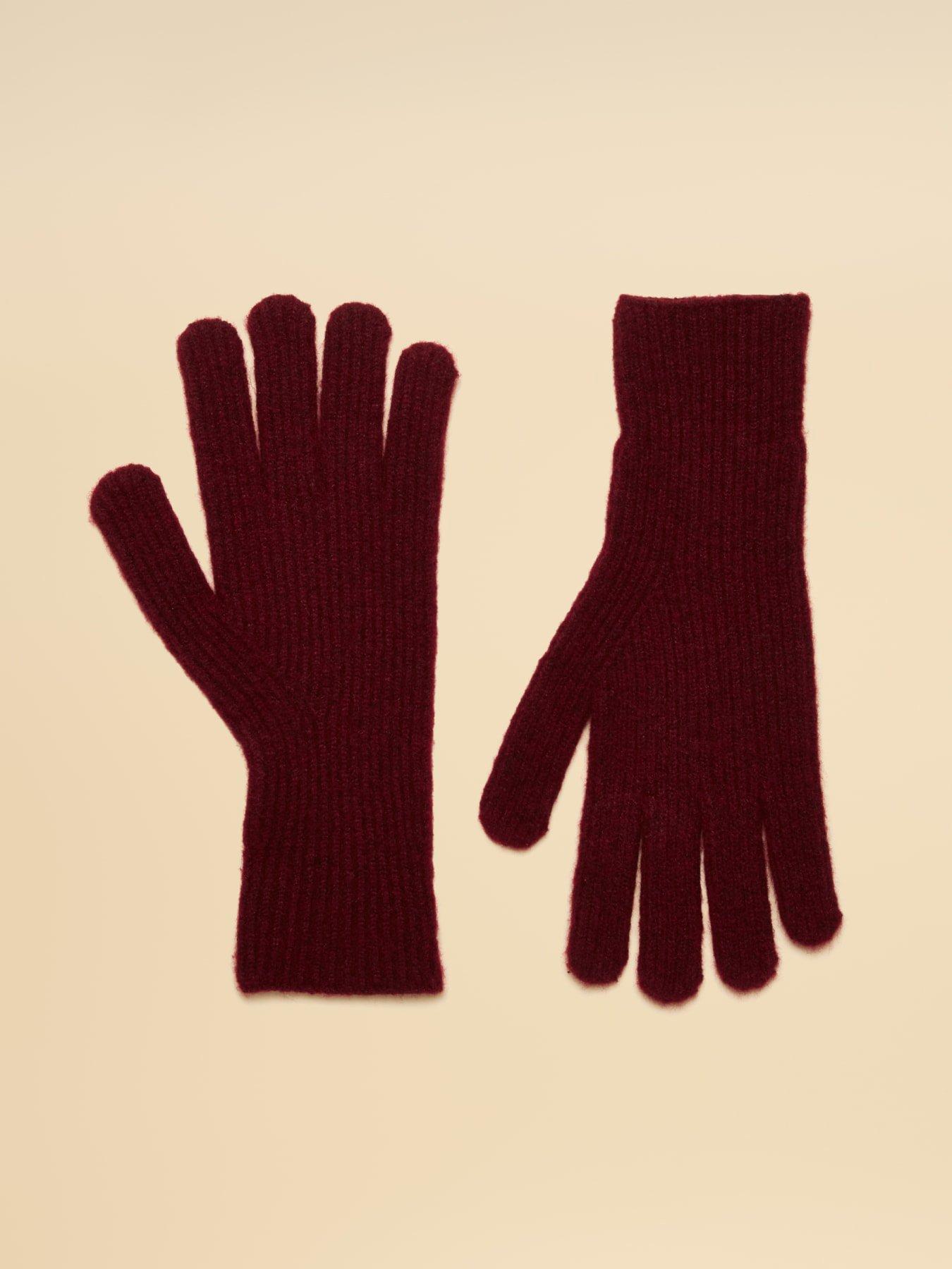 Image 5 of 5 of Joules Womens Fine Knit Ribbed Cuff Gloves - Berry Red