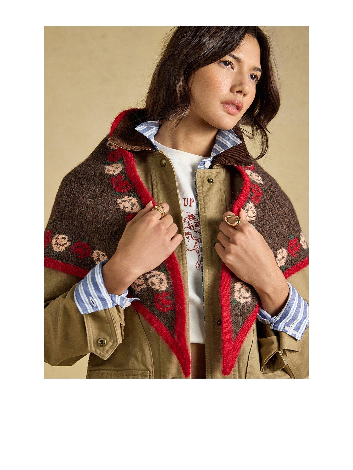 Image 1 of 6 of Joules Kendra Rose Triangle Scarf - Brown