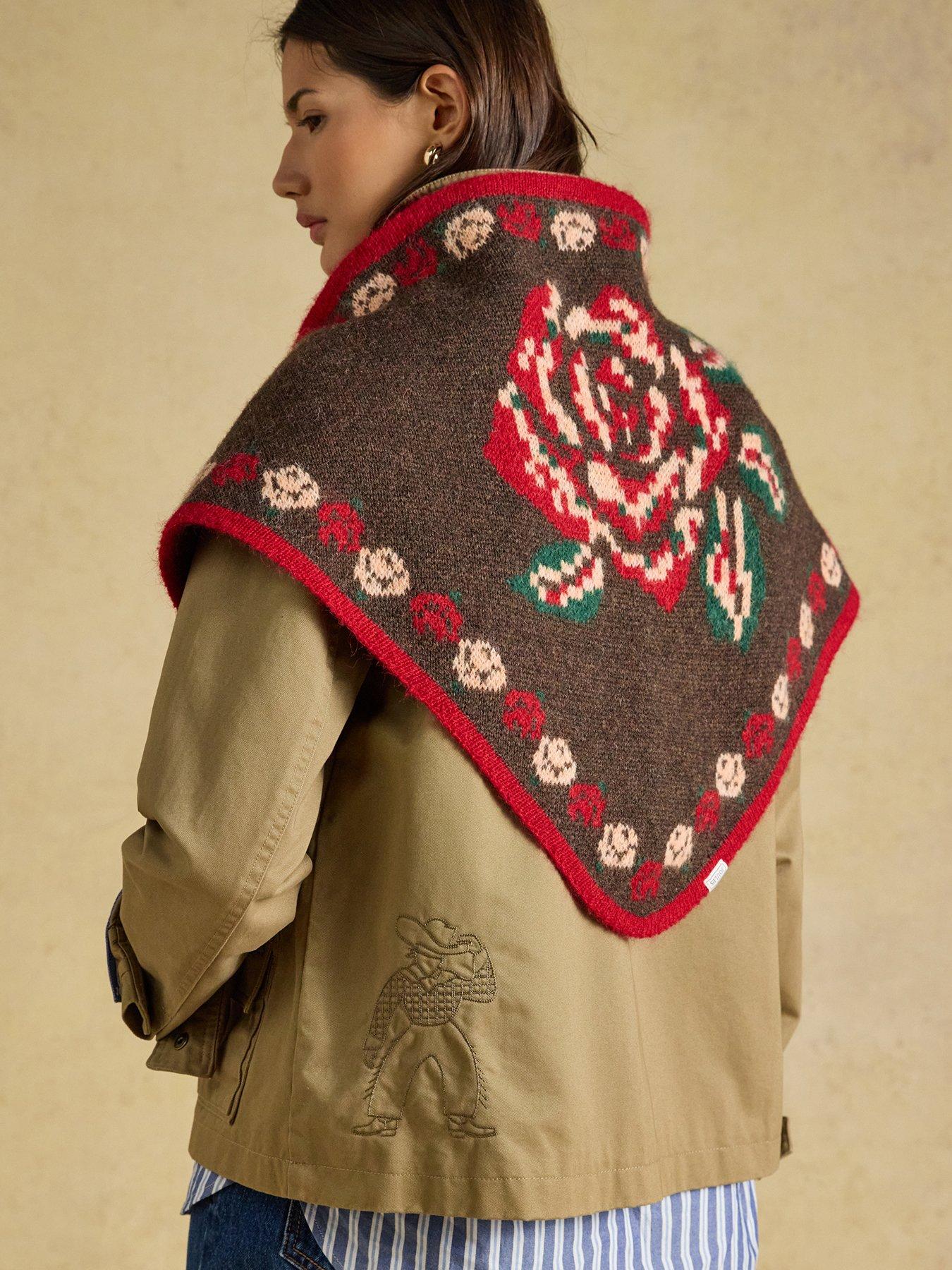 Image 3 of 6 of Joules Kendra Rose Triangle Scarf - Brown