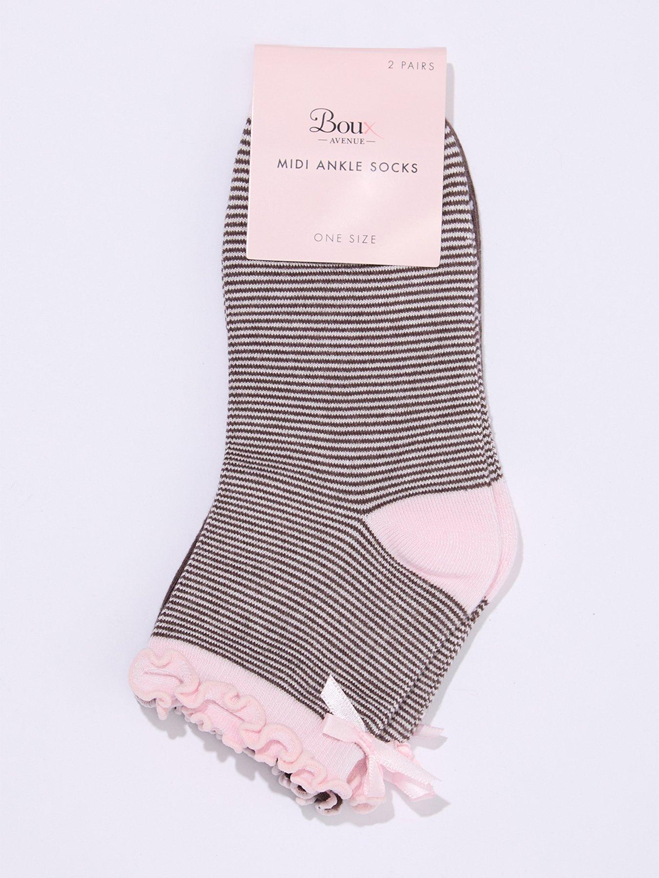 Image 4 of 4 of Boux Avenue Women's Stripe &amp; Spot Midi Socks 2 Pack - Multi
