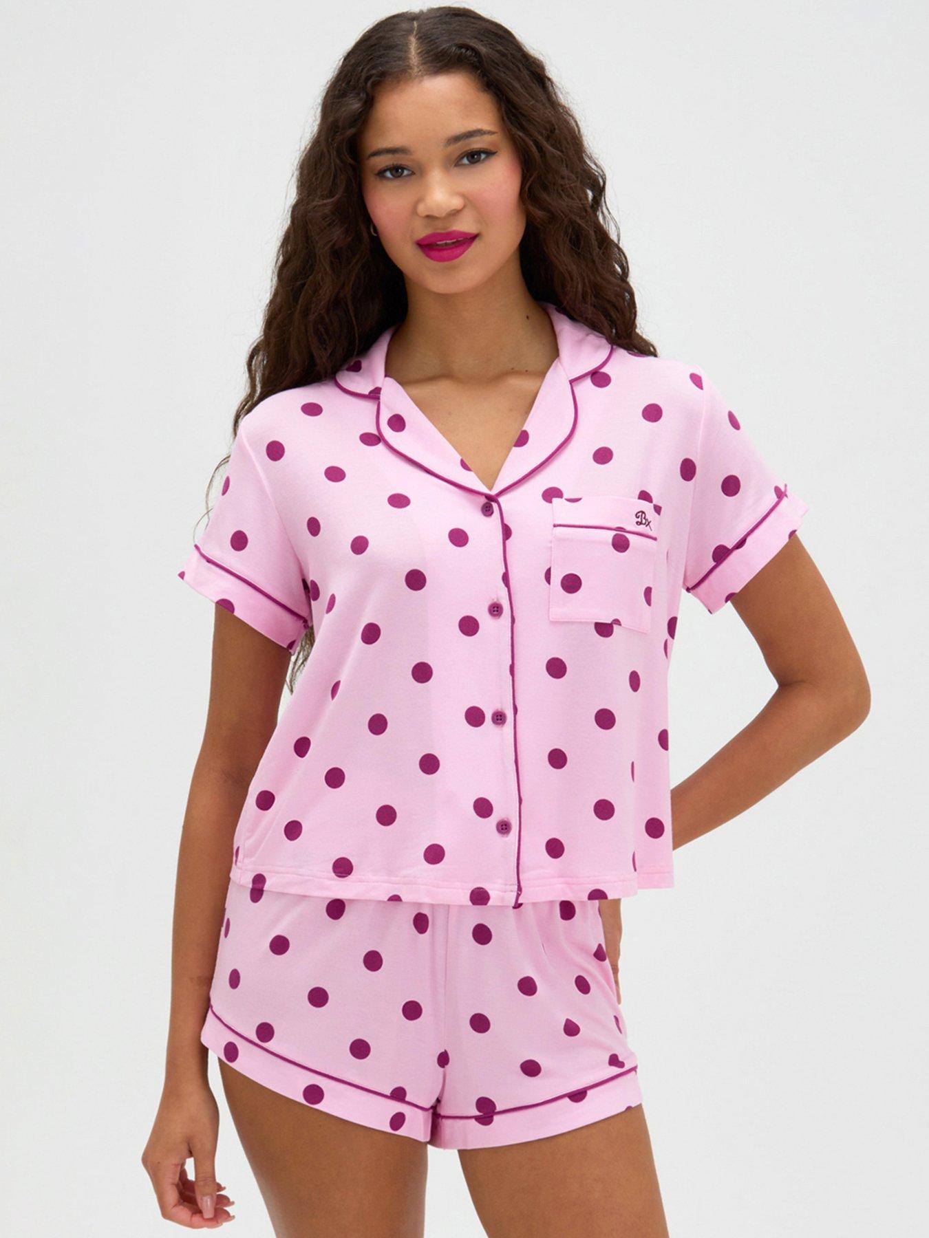 Image 1 of 5 of Boux Avenue Polka Dot Short PJ Set - Pink