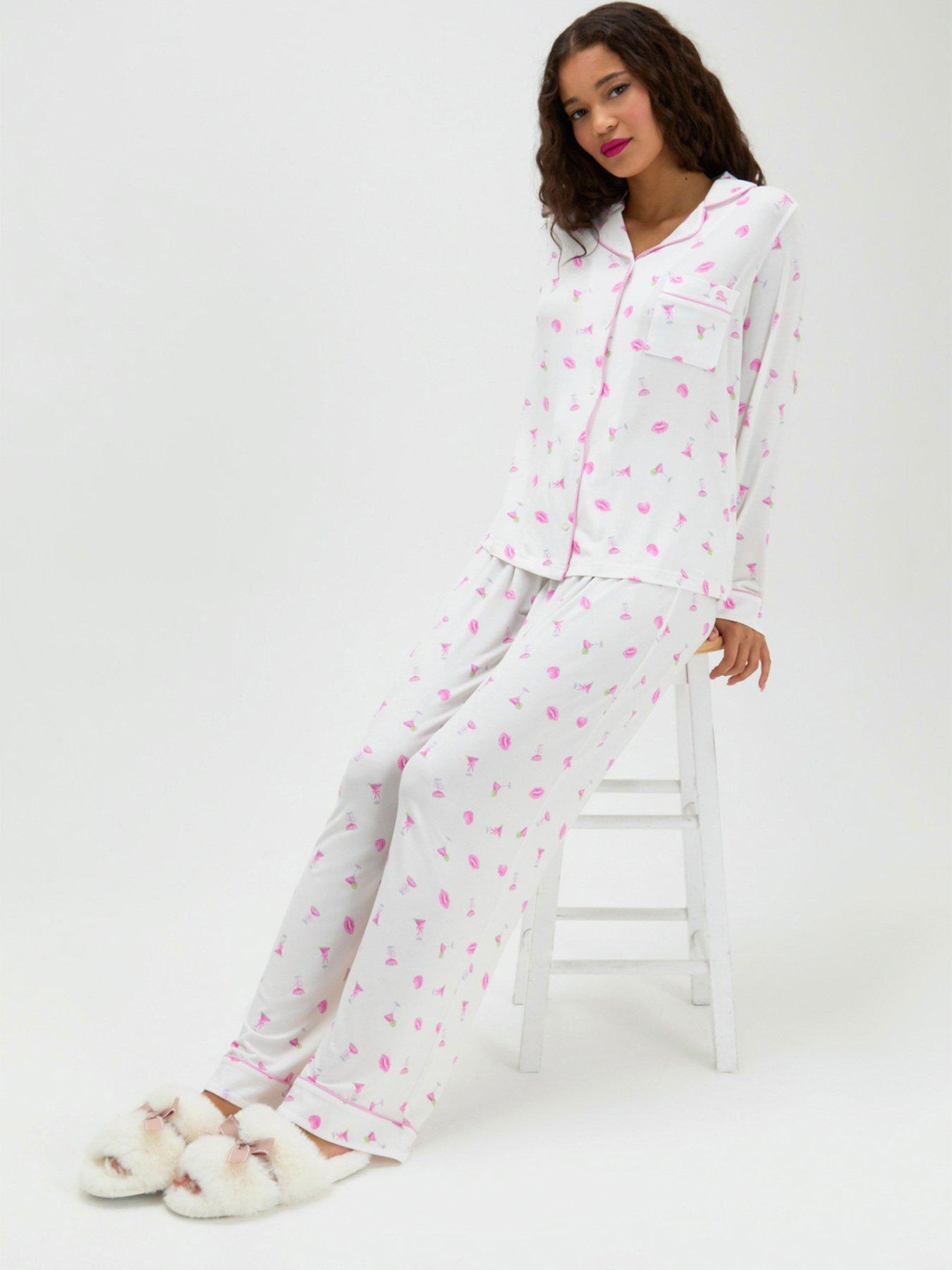 Image 1 of 5 of Boux Avenue Long Sleeve Pyjama Set - White