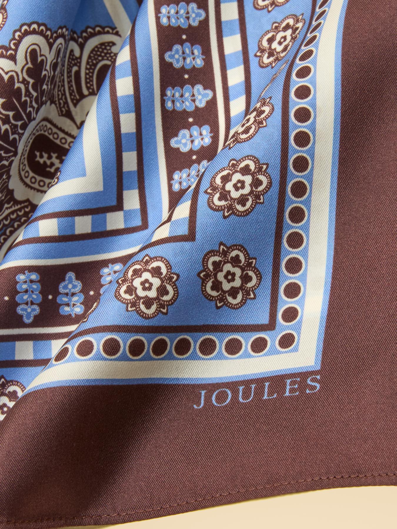 Image 3 of 4 of Joules Bloomfield Floral Silk Square Scarf - Blue
