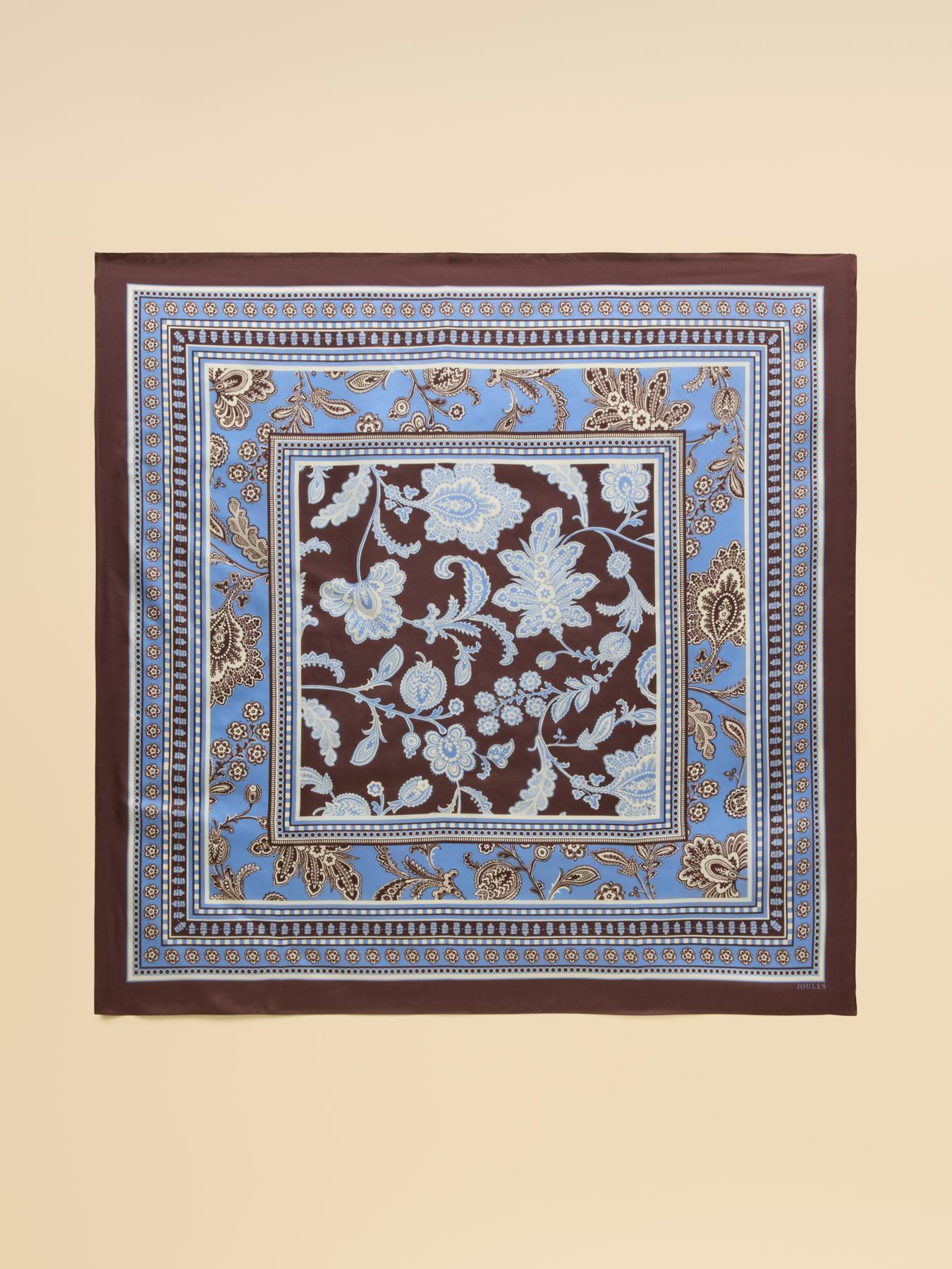 Image 4 of 4 of Joules Bloomfield Floral Silk Square Scarf - Blue