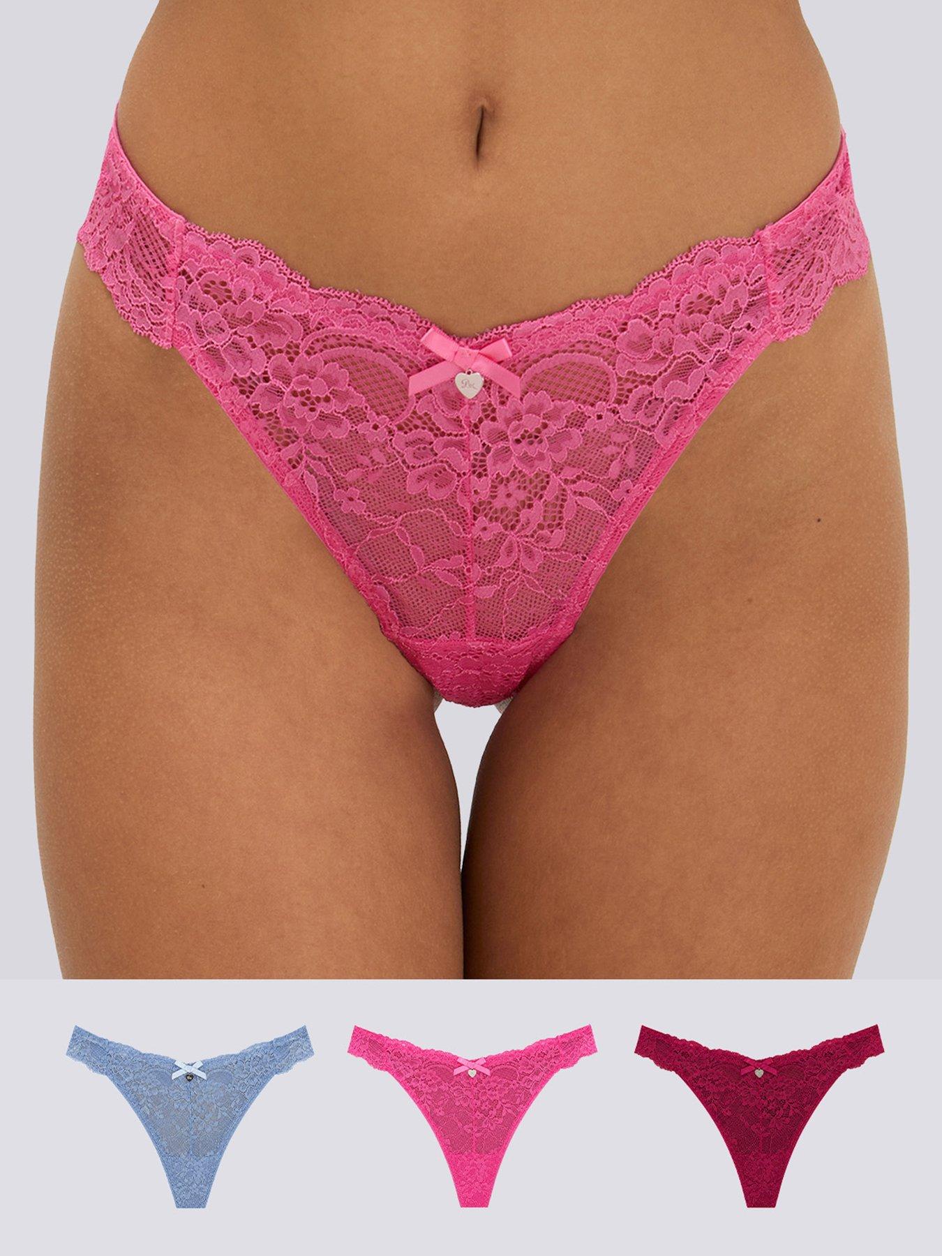 Image 1 of 6 of Boux Avenue Tia Lace Thong 3 Pack - Multi