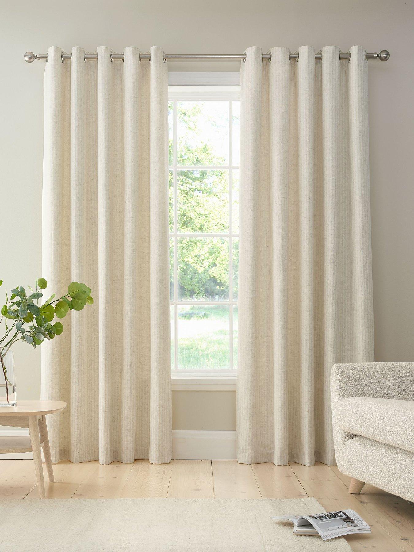 Image 1 of 5 of Bianca Fine Linens Chenille Stripe Eyelet Curtains