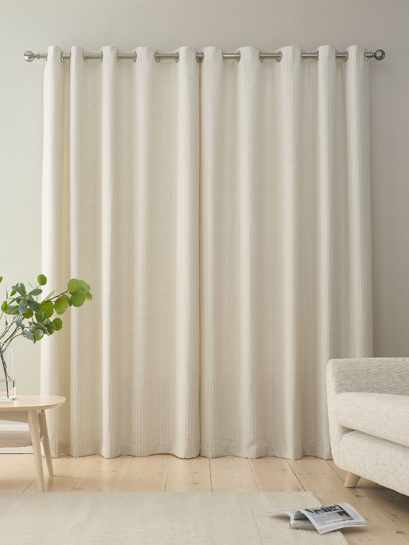 Image 2 of 5 of Bianca Fine Linens Chenille Stripe Eyelet Curtains