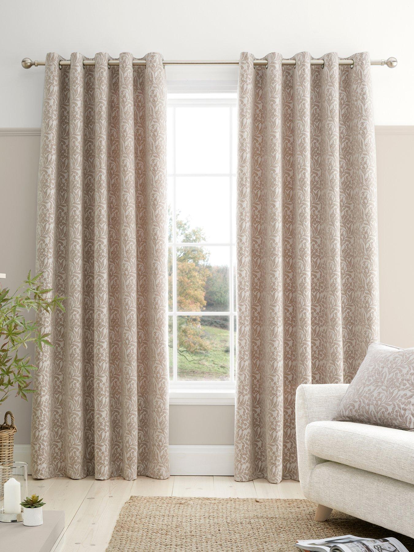 Bianca Fine Linens Chenille Leaves Eyelet Curtains
