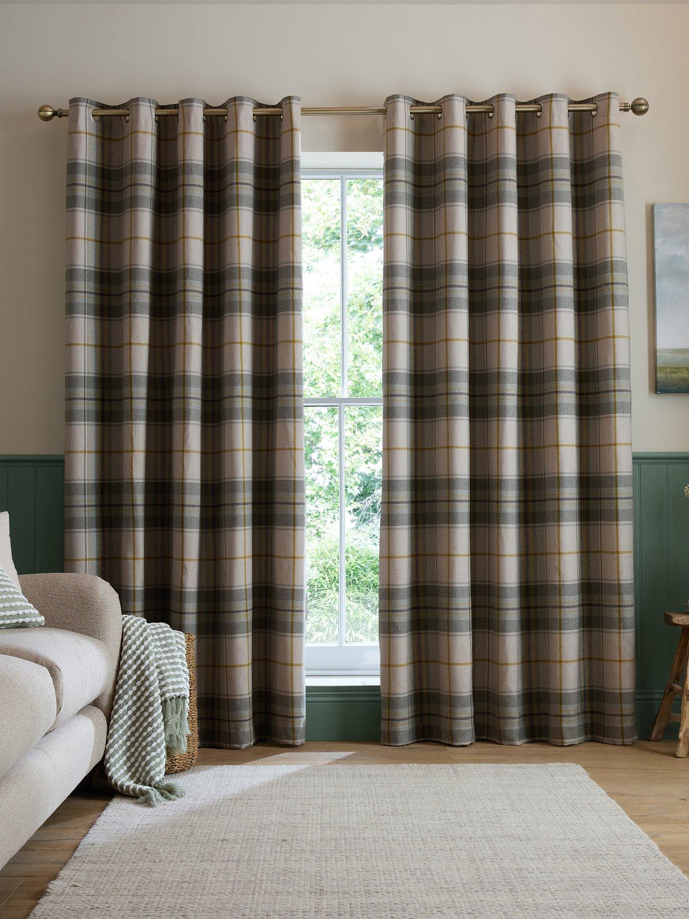Catherine Lansfield Brushed Woven Glencoe Check Thermal Eyelet Curtains