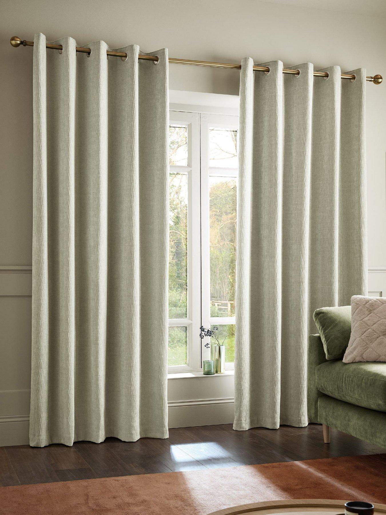Image 1 of 4 of Catherine Lansfield Crinkle Chenille Eyelet Curtains