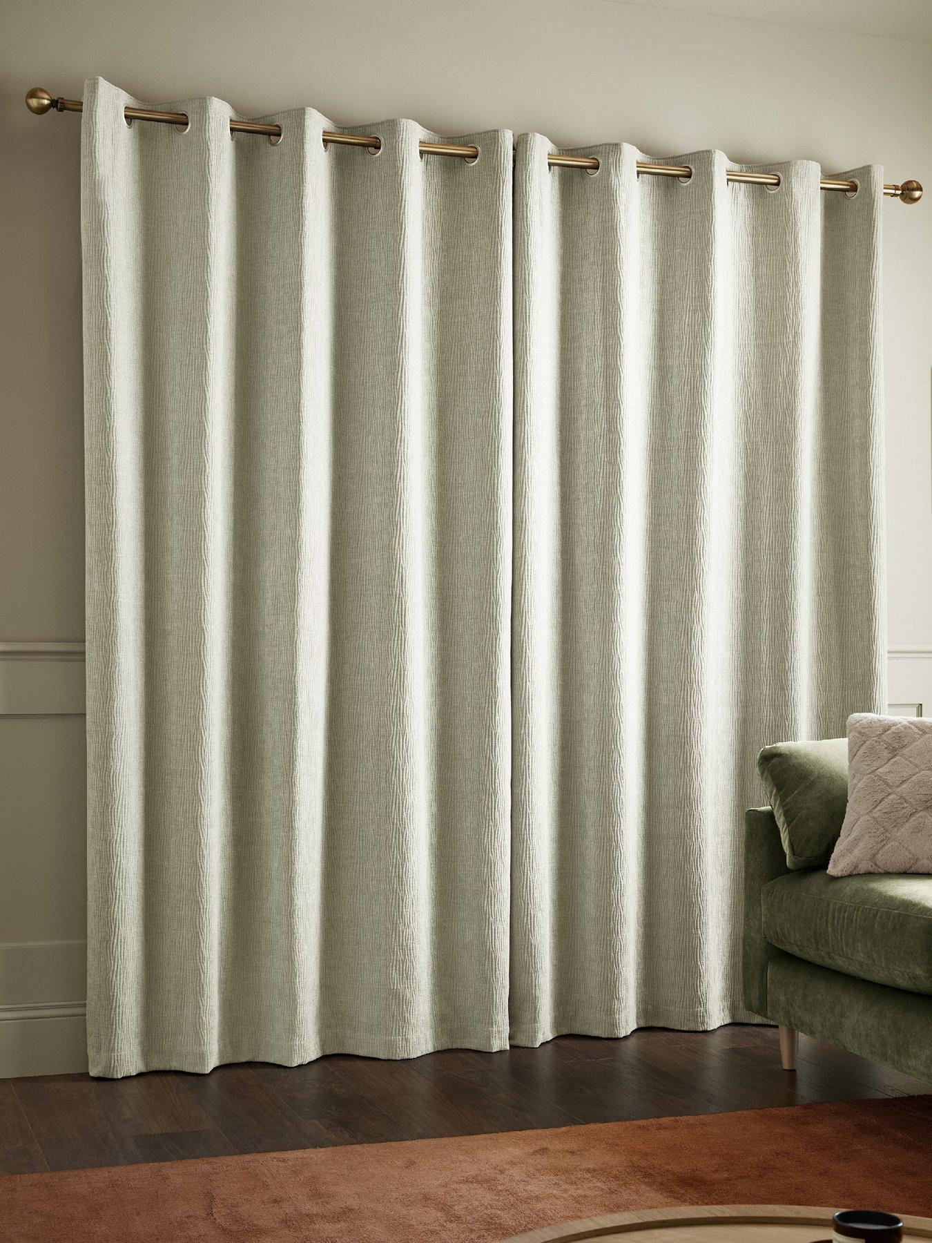 Image 2 of 4 of Catherine Lansfield Crinkle Chenille Eyelet Curtains