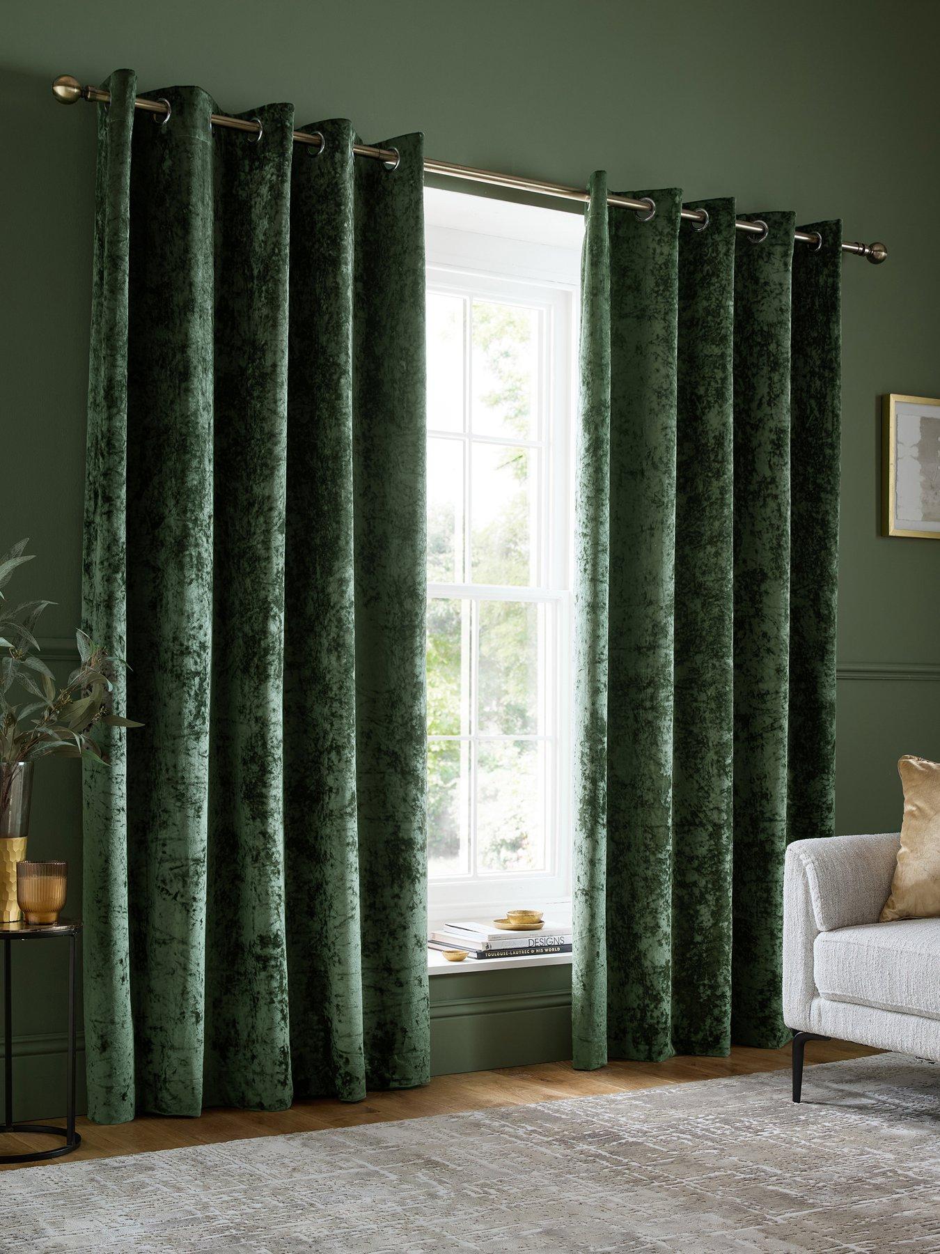 Catherine Lansfield Crushed Velvet Eyelet Curtains