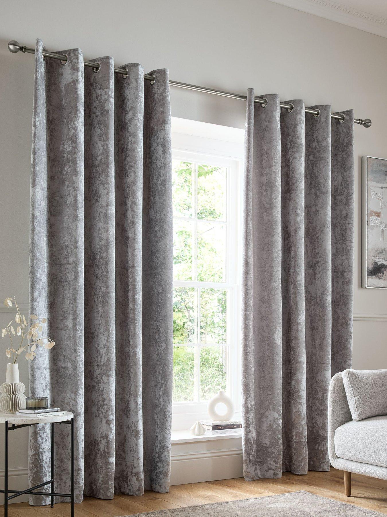 Catherine Lansfield Crushed Velvet Eyelet Curtains