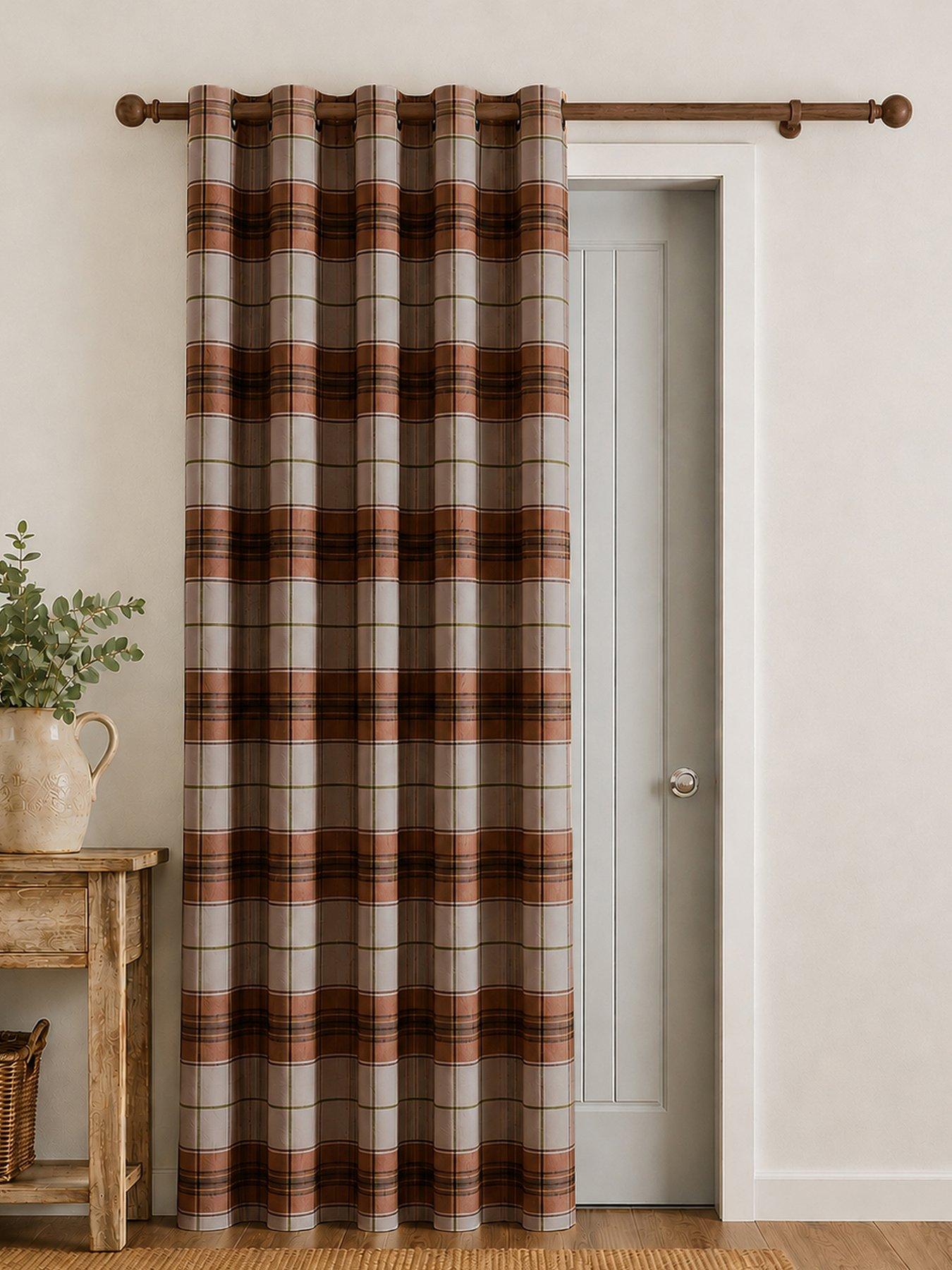 Catherine Lansfield Brushed Woven Glencoe Check Door Panel Curtains