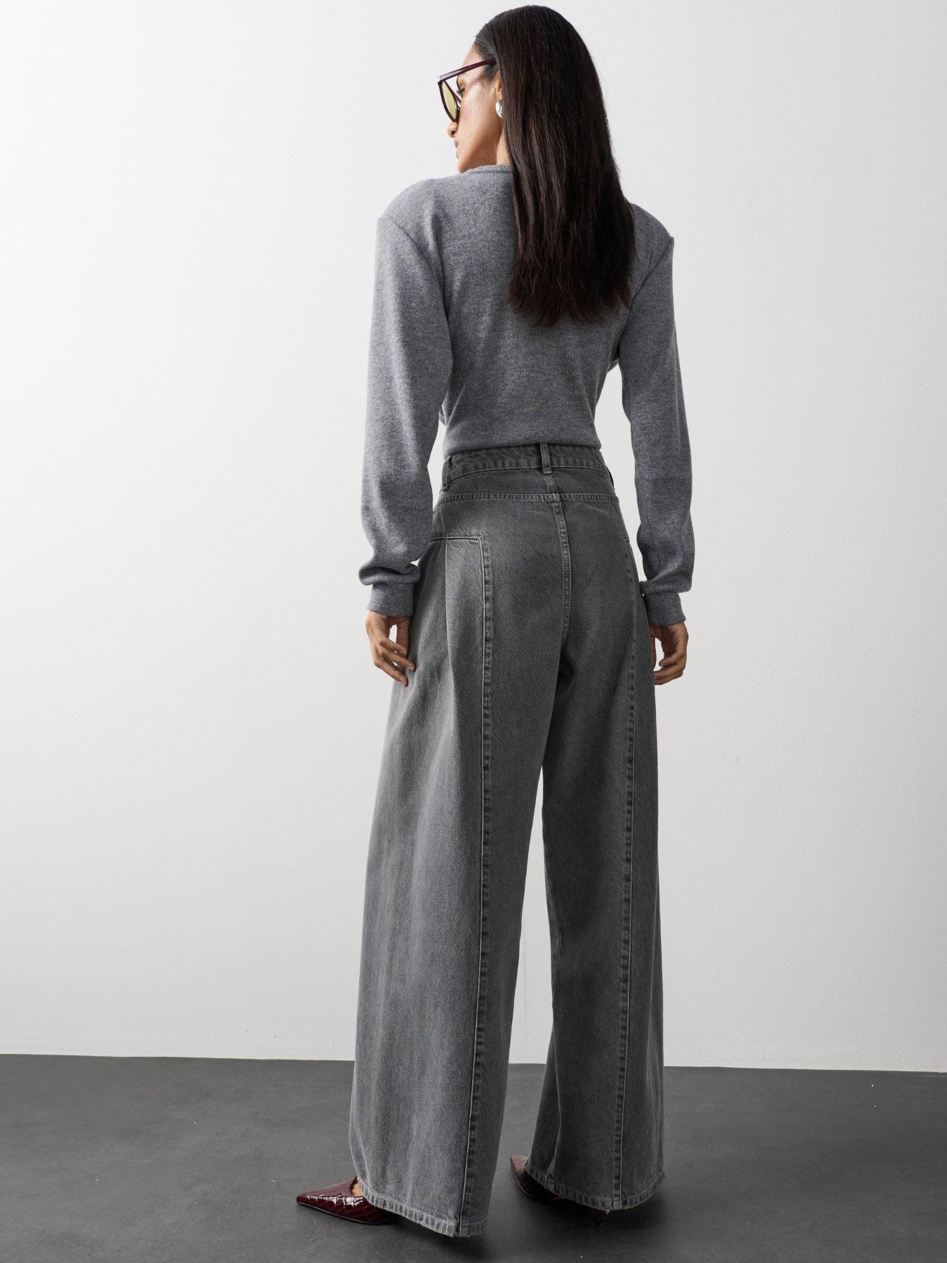 Image 2 of 7 of Michelle Keegan Seam Detail Wide Leg Jean - Grey