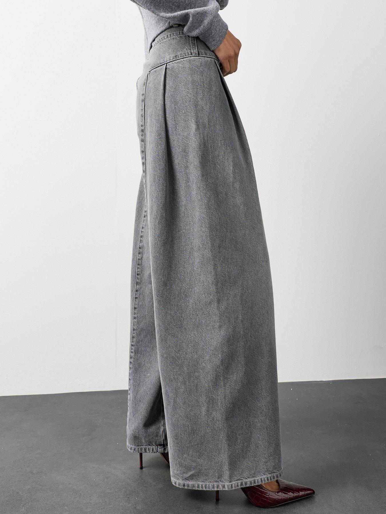 Image 6 of 7 of Michelle Keegan Seam Detail Wide Leg Jean - Grey