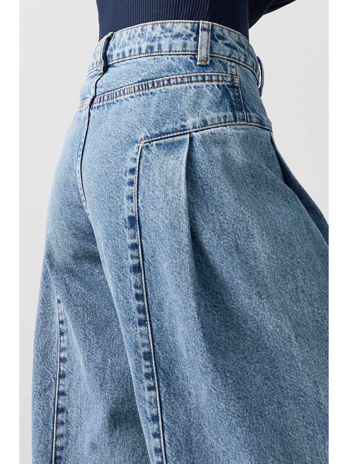Image 3 of 7 of Michelle Keegan Seam Detail Wide Leg Jean - Mid Wash