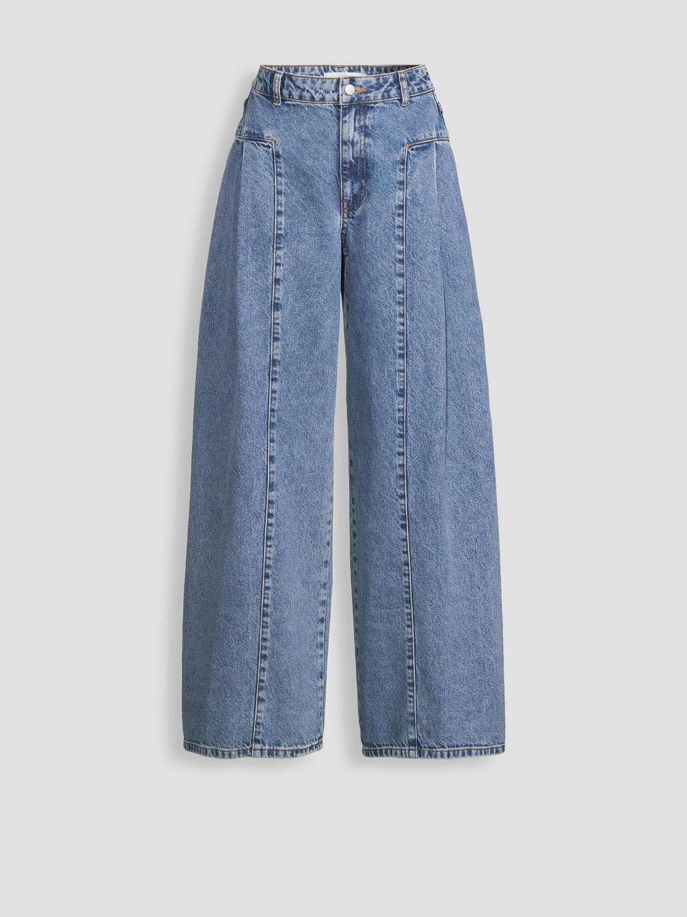 Image 7 of 7 of Michelle Keegan Seam Detail Wide Leg Jean - Mid Wash