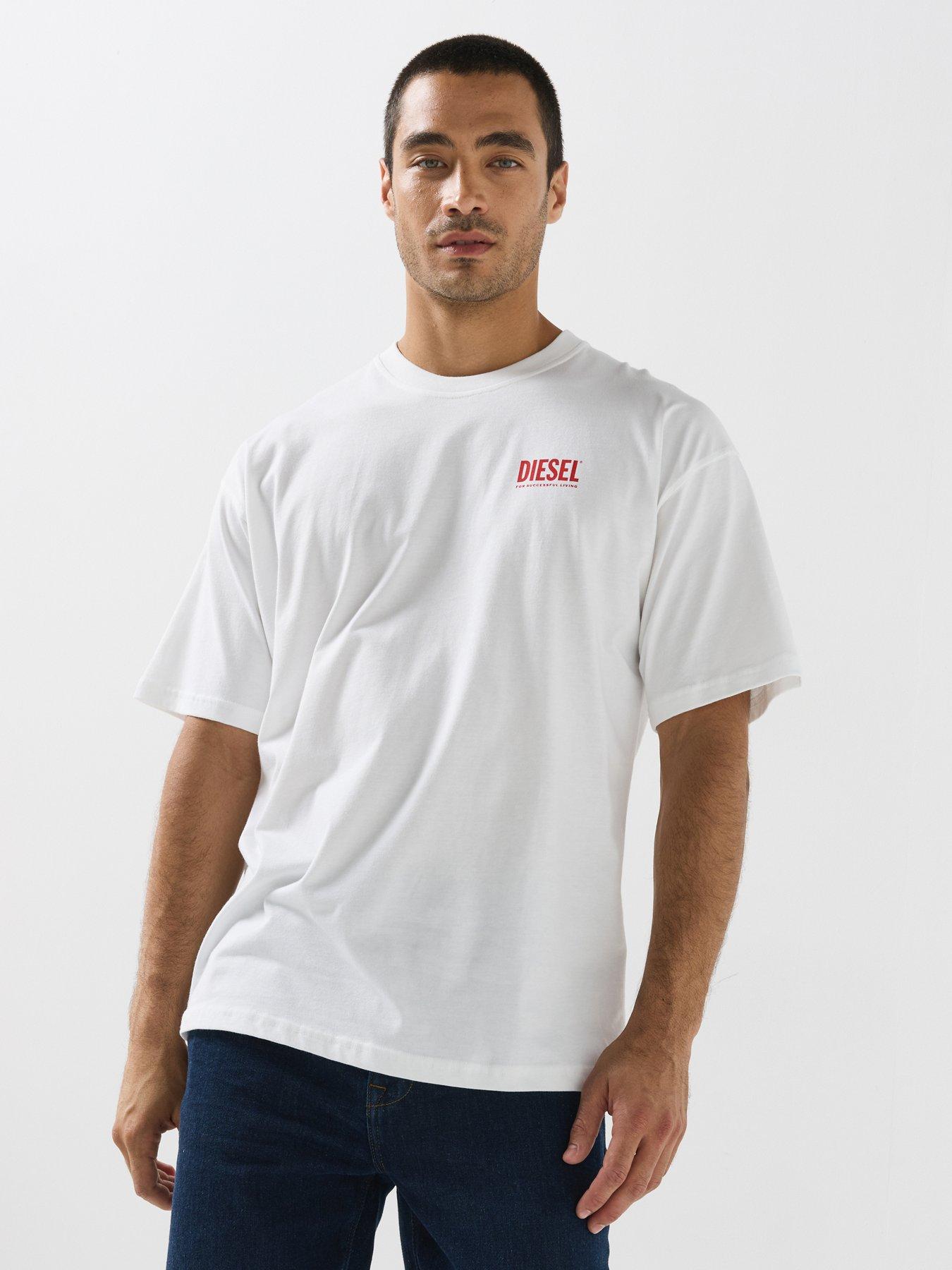 Image 1 of 5 of Diesel Diesel Relaxed Fit Back Graphic T-shirt - White