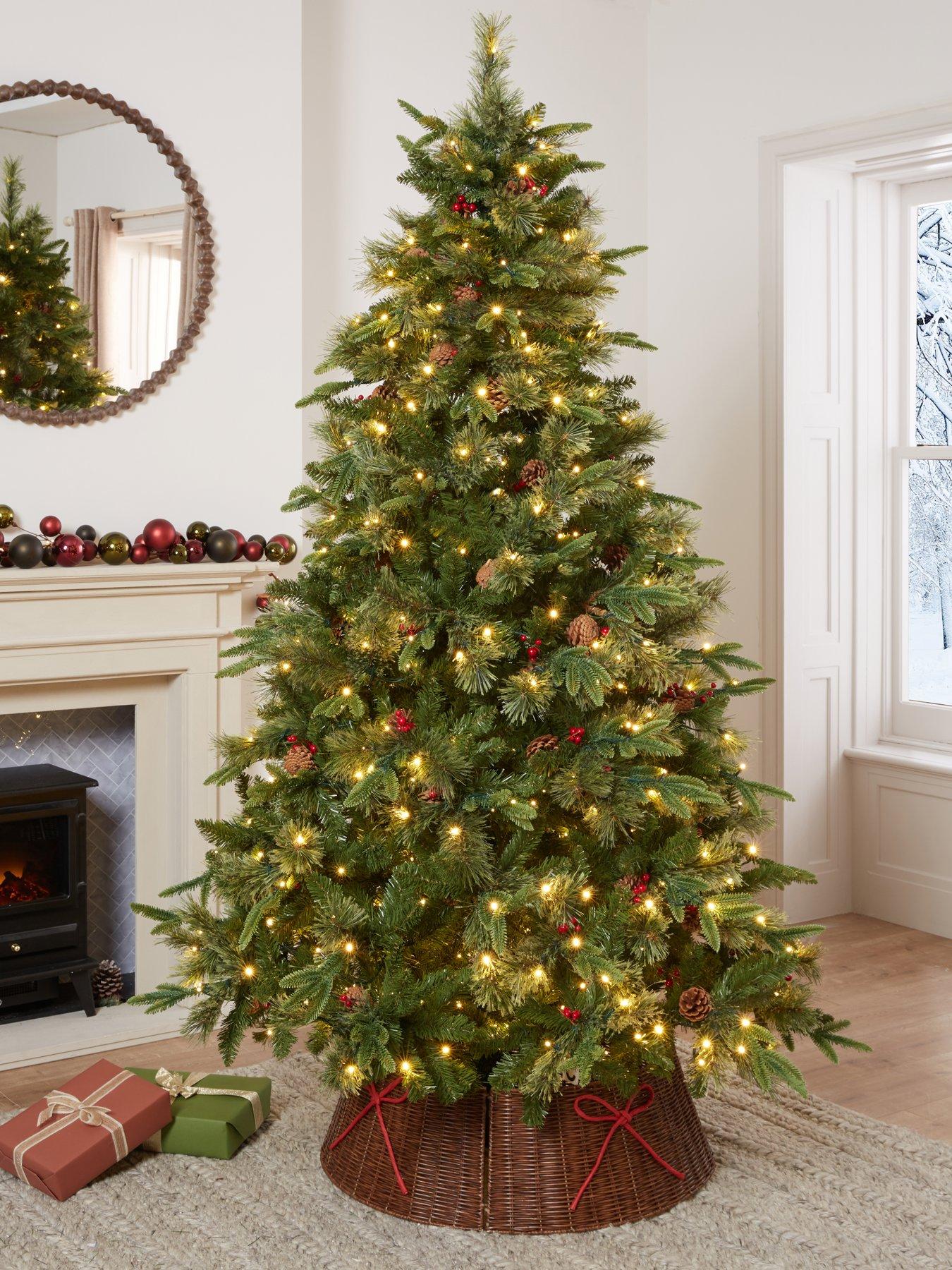 Festive 7ft Slim Pre-lit Colour Change Starlight Lake Fir Christmas Tree