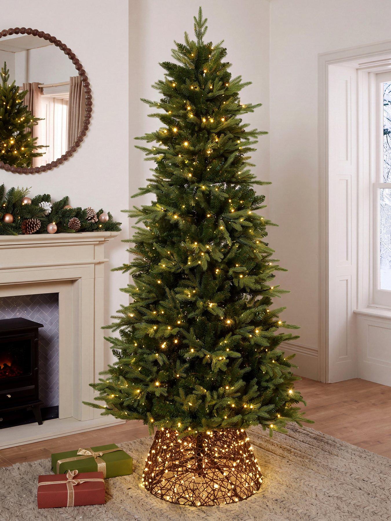 Festive 7ft Slim Pre-lit Starlight Lake Fir Christmas Tree