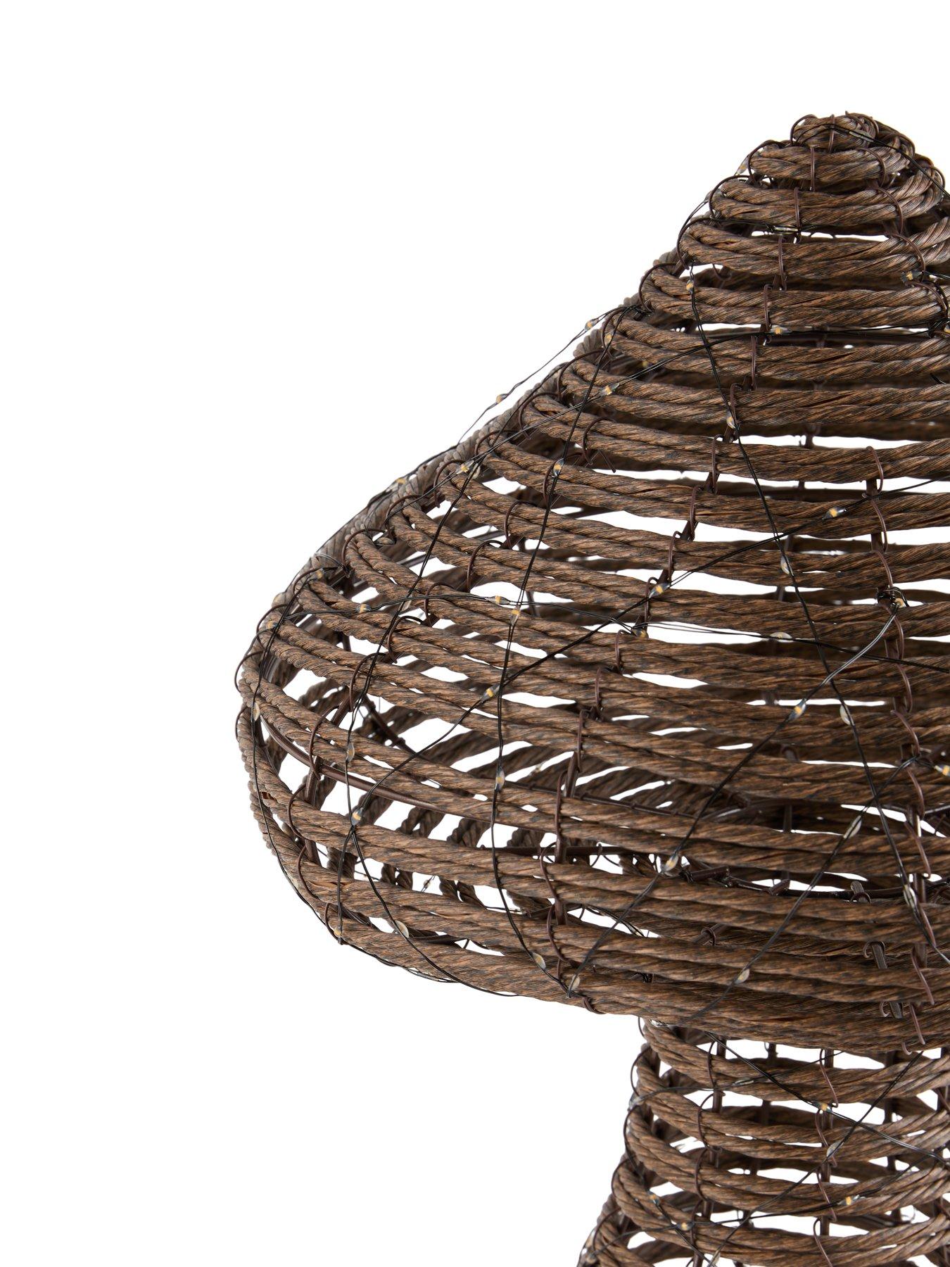 Image 6 of 7 of Festive Lit Faux Rattan Mushroom Christmas Decoration - 57 cm