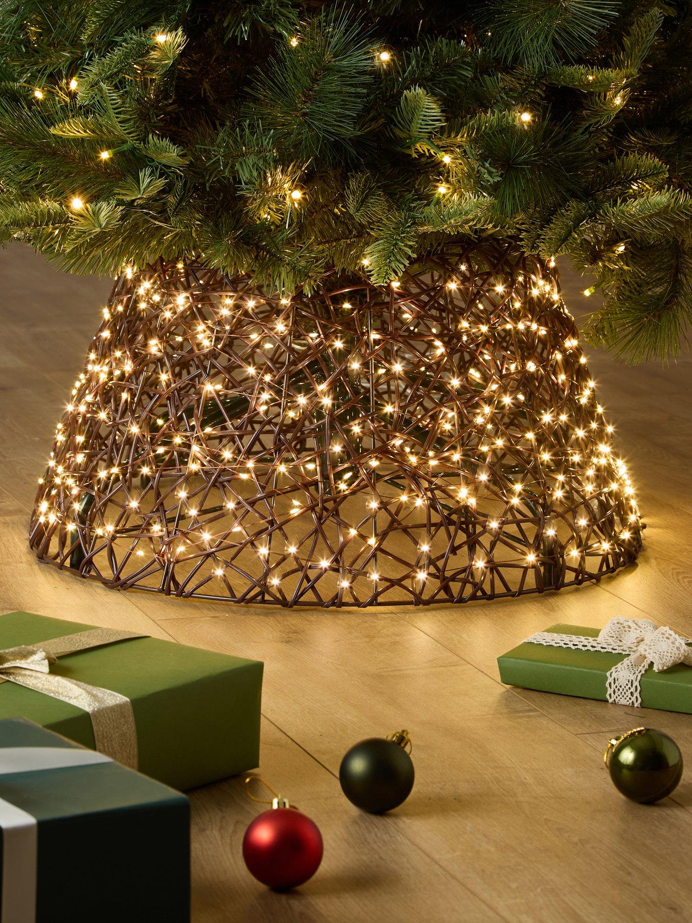 Image 1 of 1 of Festive Lit Brown Christmas&nbsp;Tree Skirt&nbsp;- 38cm X 58cm
