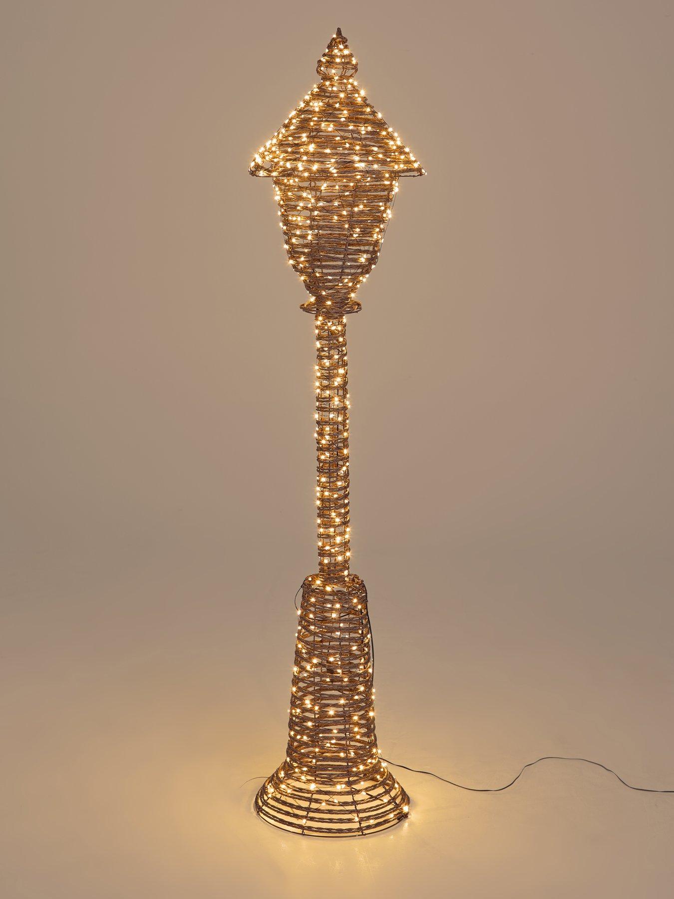 Image 3 of 7 of Festive Lit Faux Rattan Lamp Post Outdoor Christmas Decoration&nbsp;- Warm White