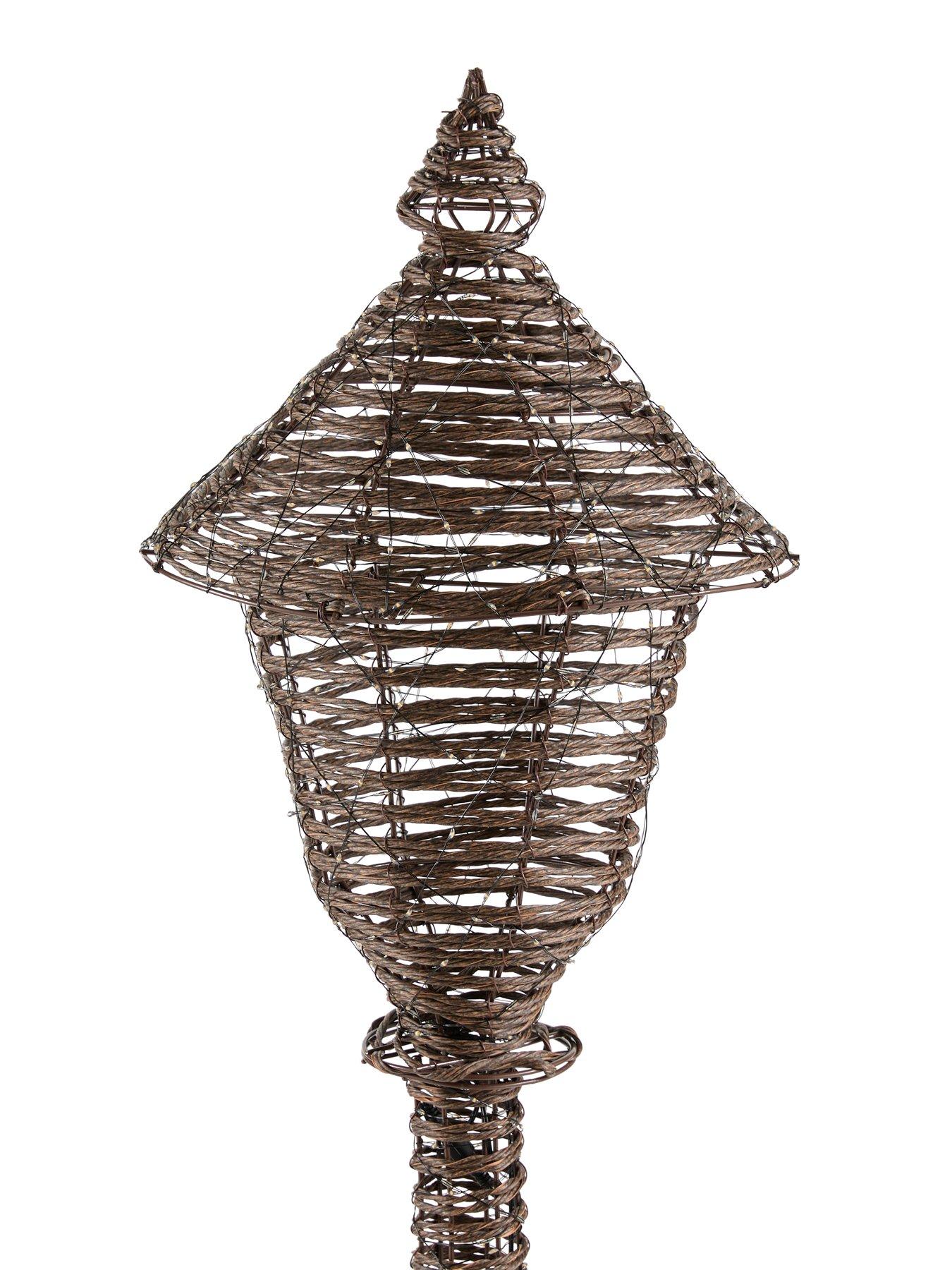 Image 4 of 7 of Festive Lit Faux Rattan Lamp Post Outdoor Christmas Decoration&nbsp;- Warm White