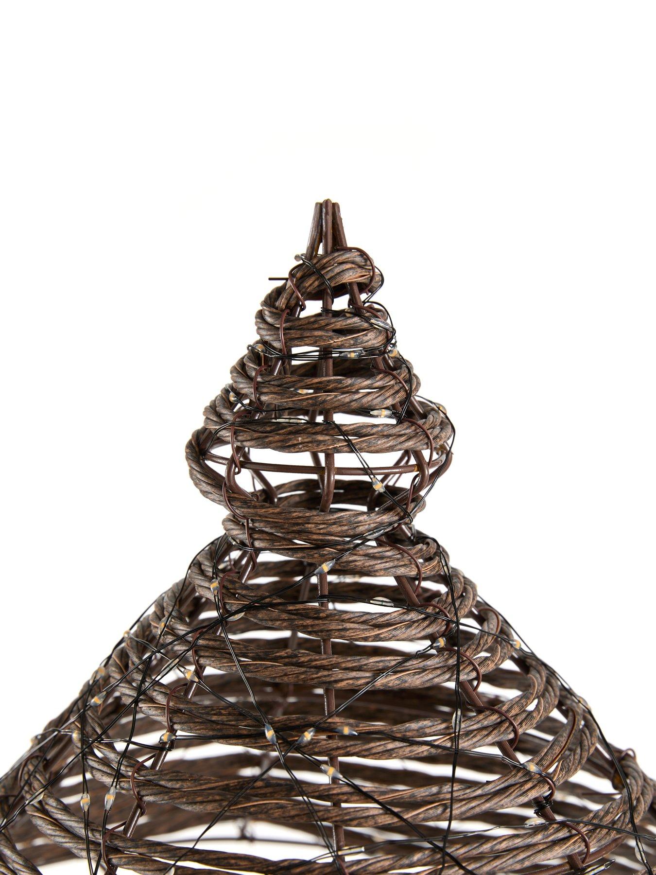 Image 7 of 7 of Festive Lit Faux Rattan Lamp Post Outdoor Christmas Decoration&nbsp;- Warm White