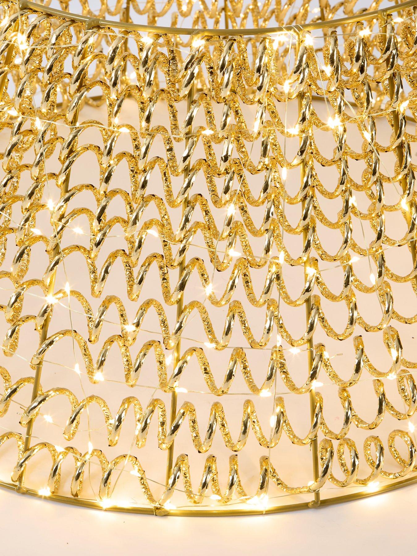 Image 4 of 4 of Festive Lit Spiral Twirl Christmas Tree Skirt - Gold - 58&nbsp;cm