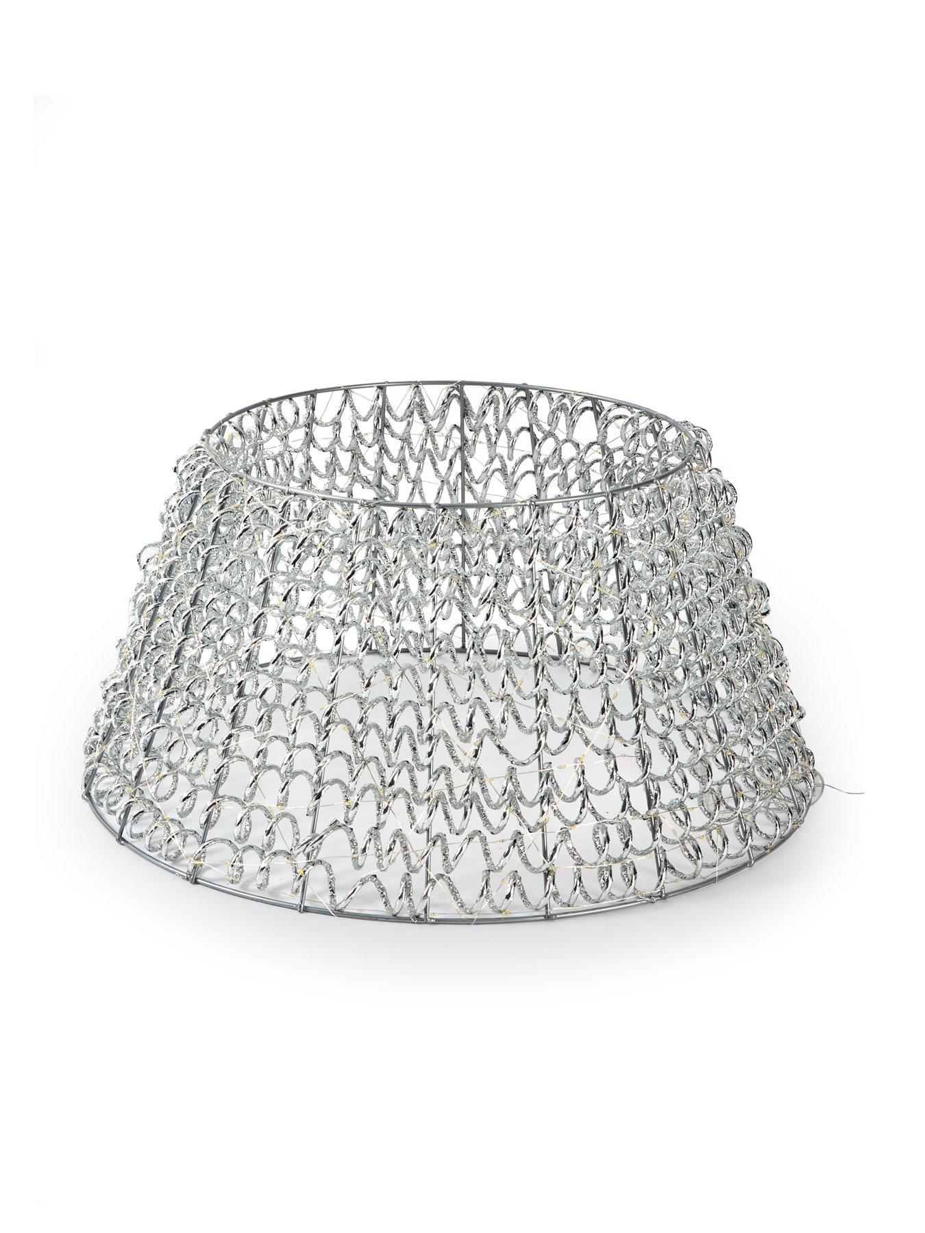 Image 2 of 4 of Festive Lit Spiral Twirl Christmas&nbsp;Tree Skirt - Silver - 58&nbsp;cm