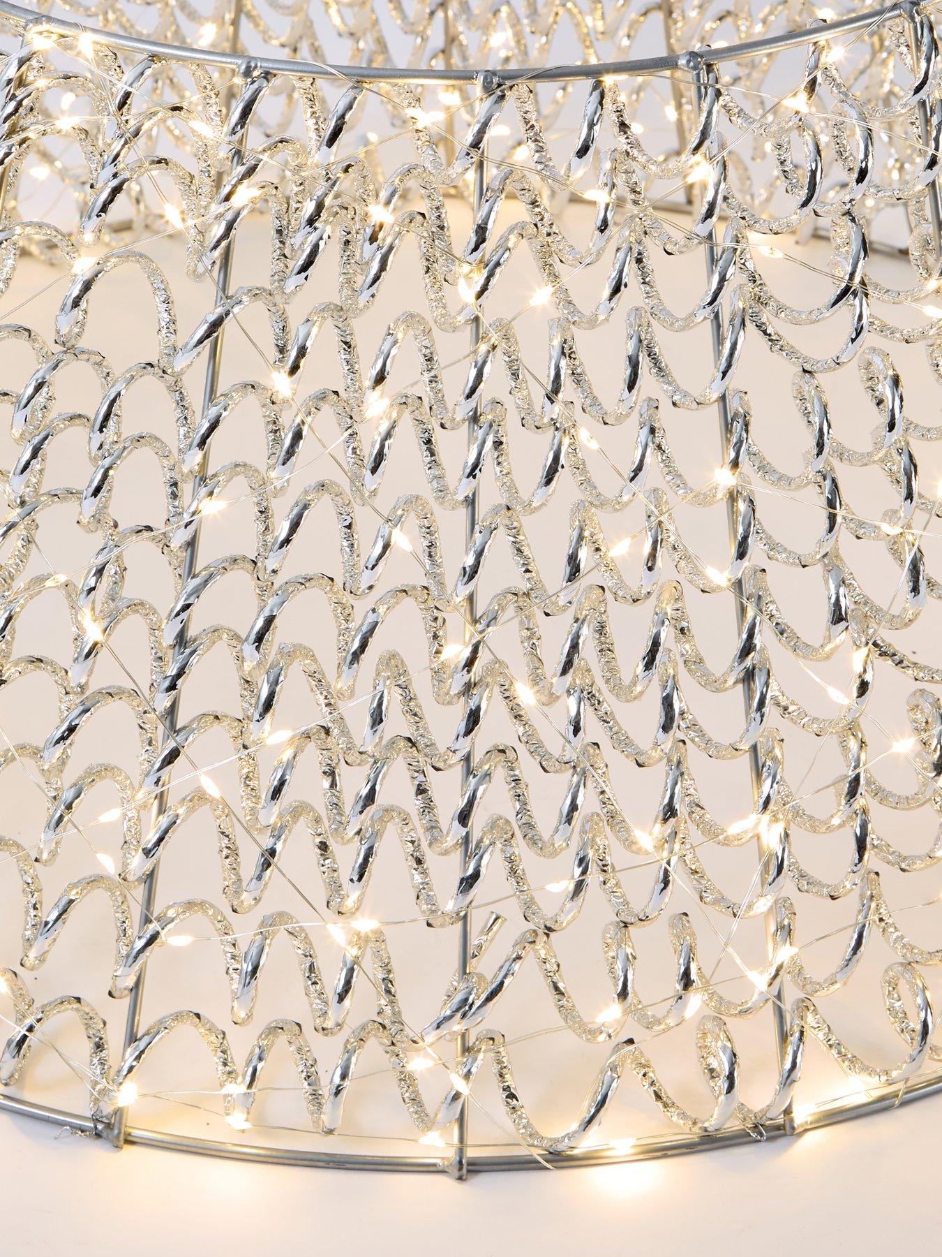 Image 4 of 4 of Festive Lit Spiral Twirl Christmas&nbsp;Tree Skirt - Silver - 58&nbsp;cm