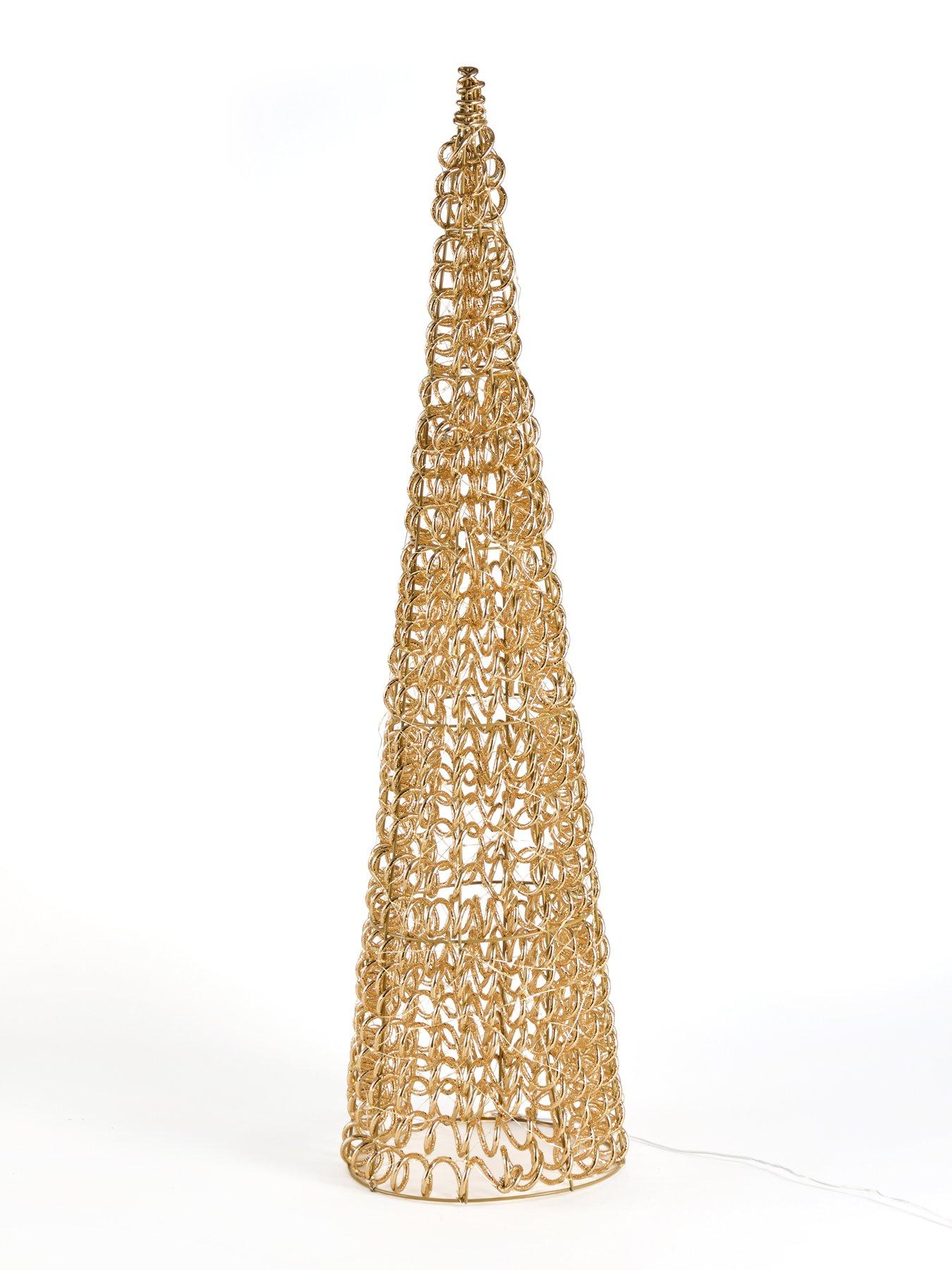 Image 2 of 7 of Festive Lit Spiral Gold Twirl Cone Christmas&nbsp;Tree - 600 Warm White LED - 100cm
