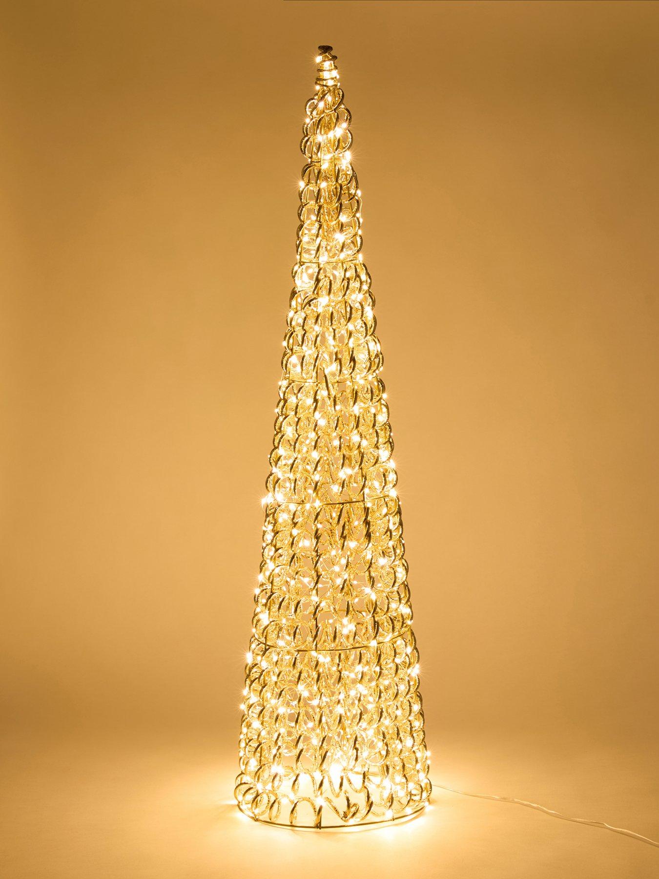 Image 3 of 7 of Festive Lit Spiral Gold Twirl Cone Christmas&nbsp;Tree - 600 Warm White LED - 100cm