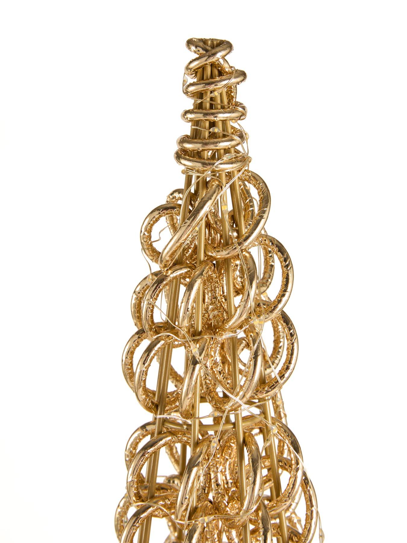 Image 4 of 7 of Festive Lit Spiral Gold Twirl Cone Christmas&nbsp;Tree - 600 Warm White LED - 100cm
