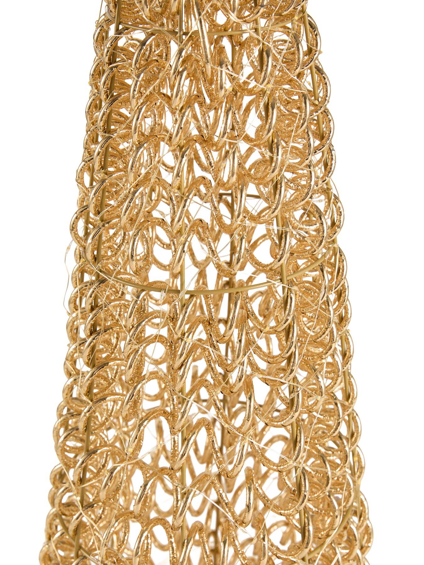 Image 5 of 7 of Festive Lit Spiral Gold Twirl Cone Christmas&nbsp;Tree - 600 Warm White LED - 100cm