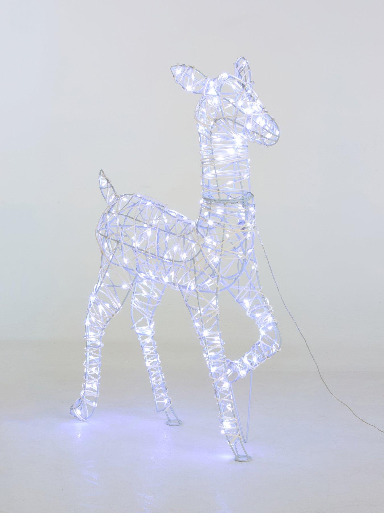 Image 2 of 6 of Festive Lit Faux Rattan Doe Outdoor Christmas Decoration&nbsp;- Bright White