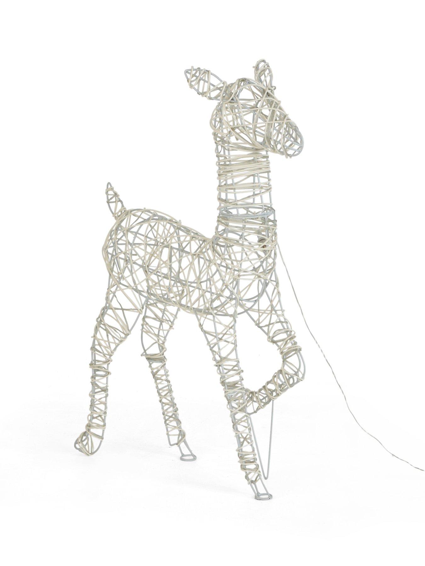 Image 3 of 6 of Festive Lit Faux Rattan Doe Outdoor Christmas Decoration&nbsp;- Bright White