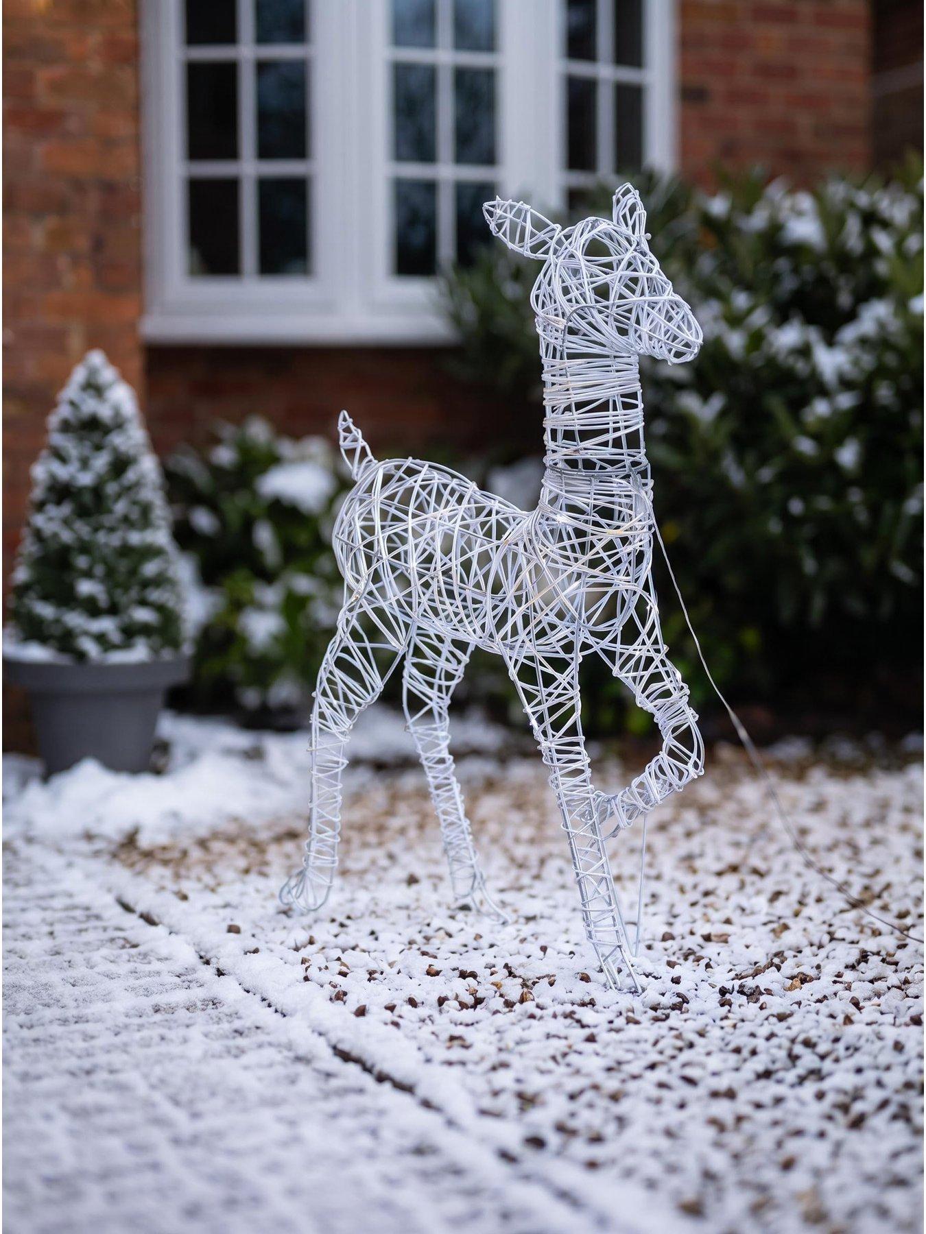 Image 6 of 6 of Festive Lit Faux Rattan Doe Outdoor Christmas Decoration&nbsp;- Bright White