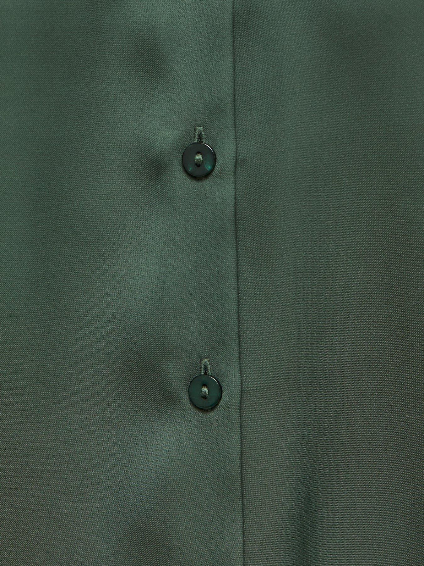 Image 5 of 5 of New Look Green Satin Long Sleeve Shirt