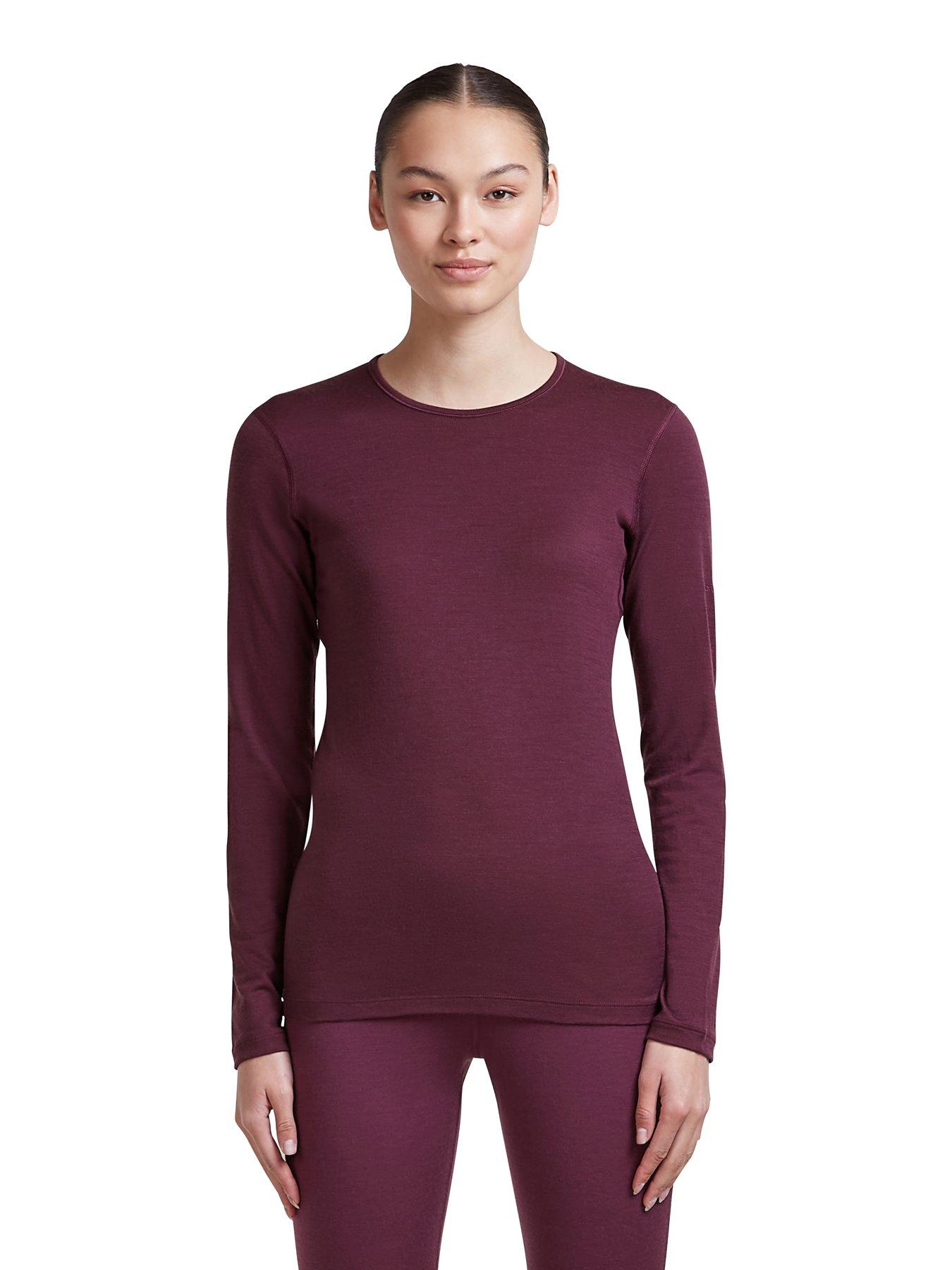 Image 1 of 4 of Icebreaker Womens 200 Oasis Long Sleeve Crew Baselayer Top - Burgundy