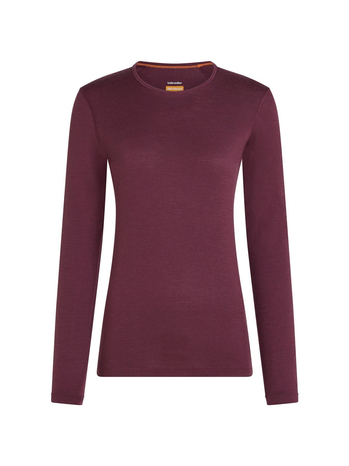 Image 4 of 4 of Icebreaker Womens 200 Oasis Long Sleeve Crew Baselayer Top - Burgundy