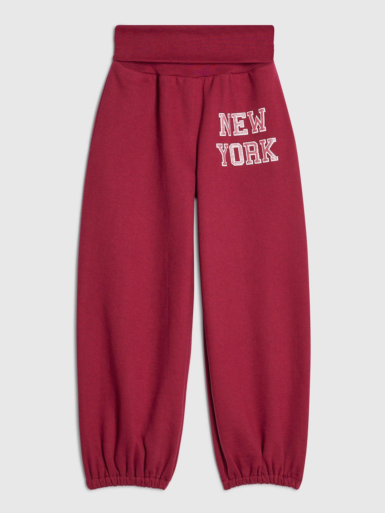 River Island Older Girls Fold Over New York Joggers - Red