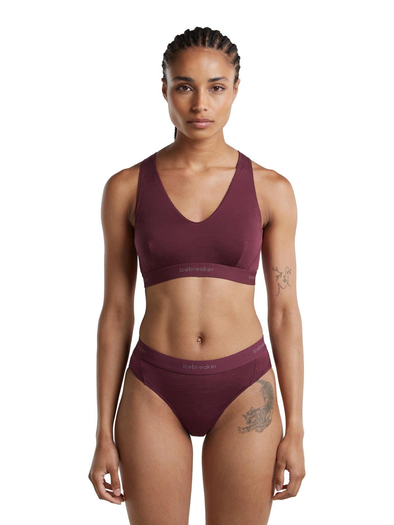 Icebreaker Womens Merino 125 Cool-lite Sprite Racerback Bra - Burgundy
