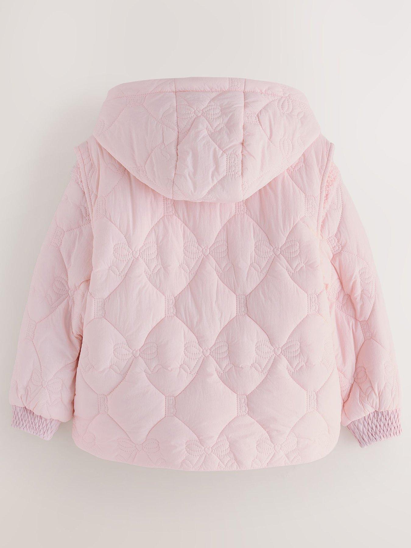 Image 2 of 6 of Ted Baker Girls' 3-in-1 Quilted Hooded Jacket with Borg Lining Detail - Pink
