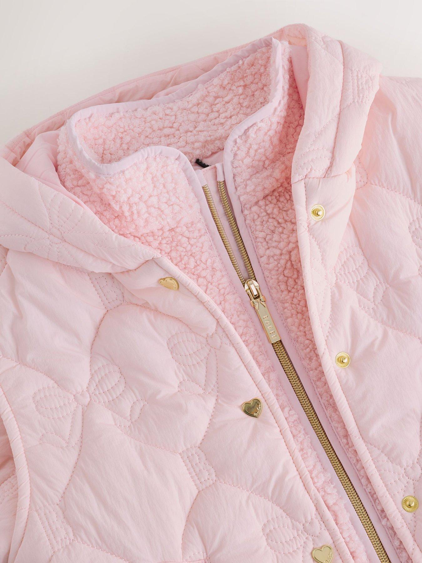 Image 5 of 6 of Ted Baker Girls' 3-in-1 Quilted Hooded Jacket with Borg Lining Detail - Pink