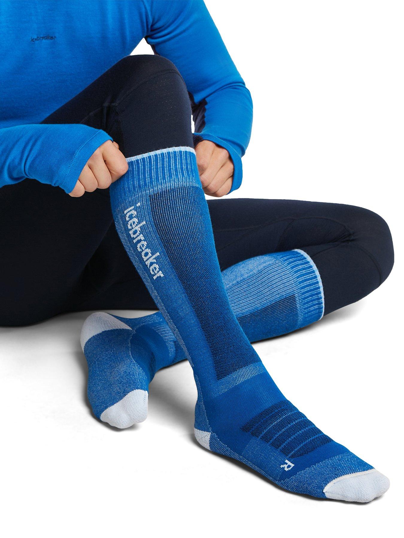 Image 2 of 3 of Icebreaker Mens Merino Skiing Medium Crew Socks - Blue
