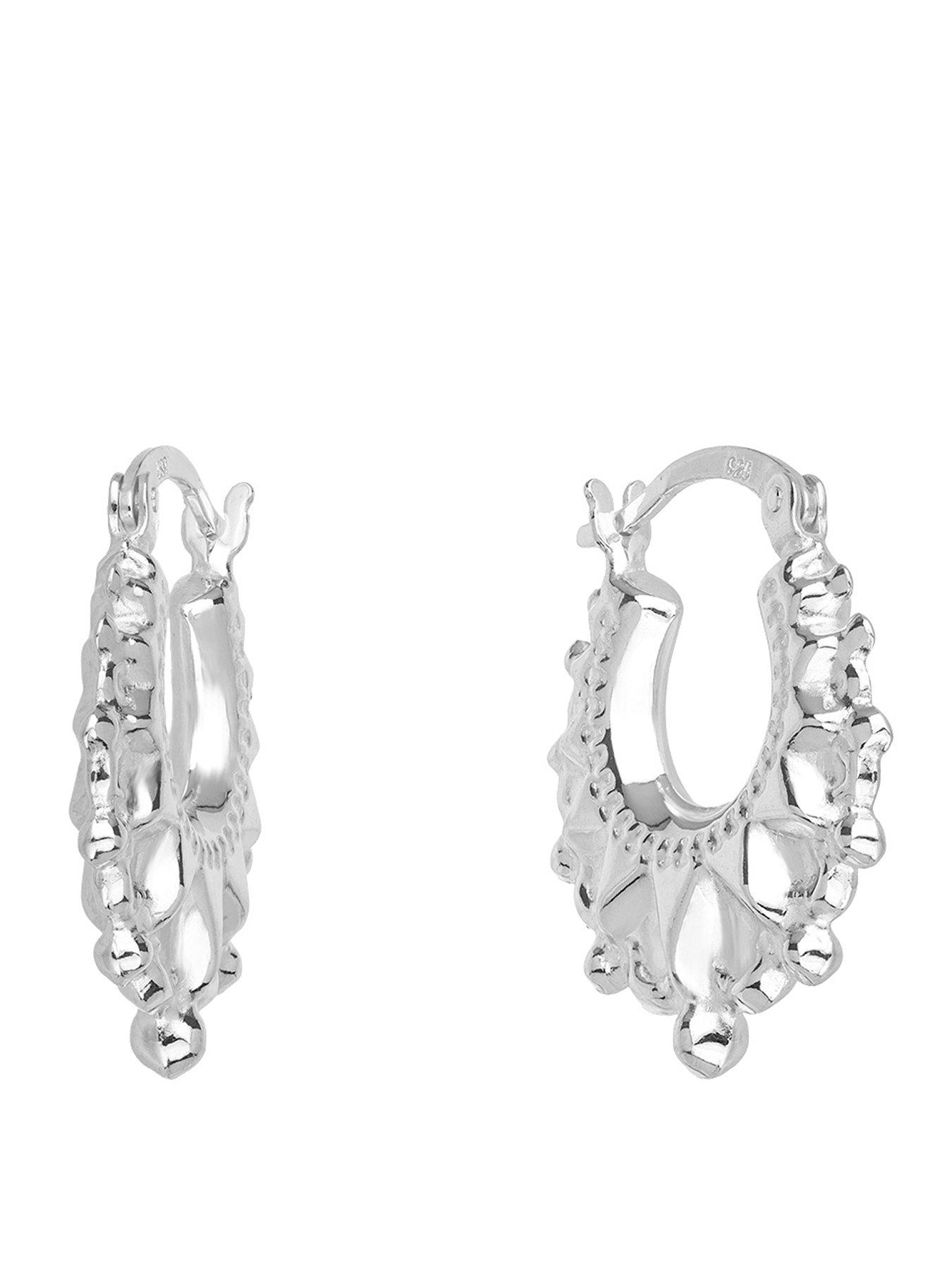 Image 1 of 5 of The Love Collection Sterling Silver Fancy Gyspy Creole
