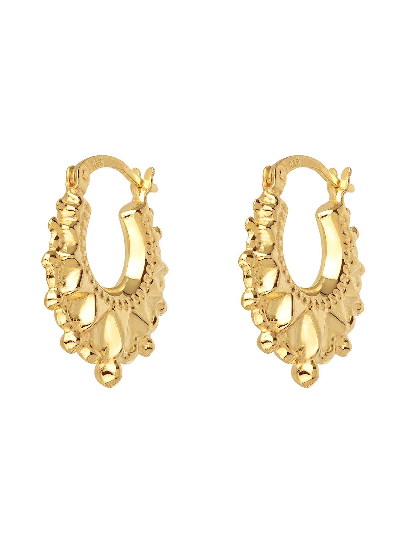 Image 3 of 5 of The Love Collection Gold Plated Sterling Silver Fancy Gyspy Creole